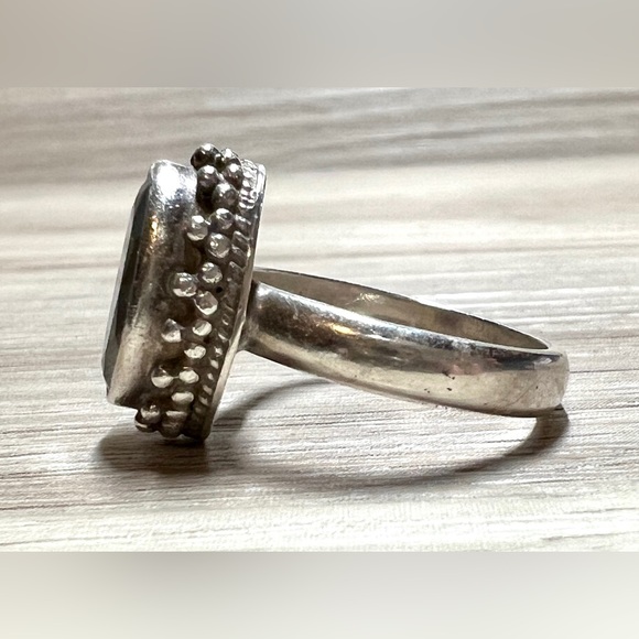 Vintage Handmade Sterling Silver Pebbled Amethyst Ring, Size 6 - Picture 2 of 9
